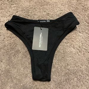 PLT High Waisted Cheeky Black Bikini Bottom